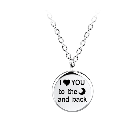 Silver I love You to the Moon and back Necklace - 23092
