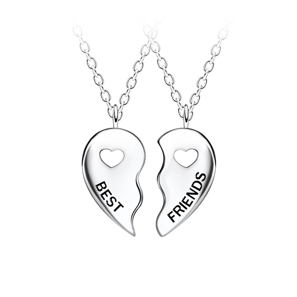 Silver Best Friends Necklace Set - 23058