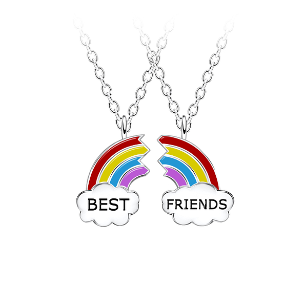 Silver Best Friends Necklace Set - 23073