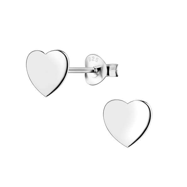 Silver Heart Stud Earrings - 23003