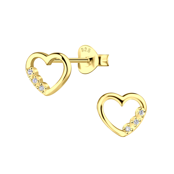 Silver Heart Stud Earrings - 22923