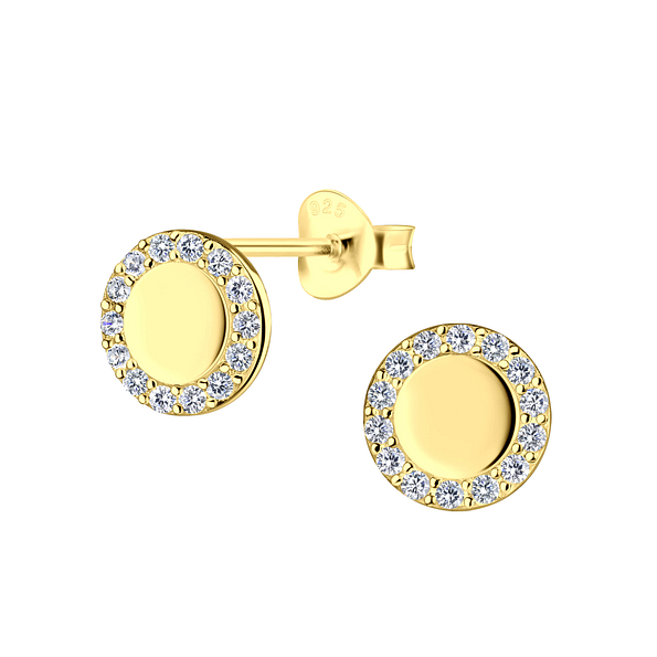 Silver Round Stud Earrings - 22924