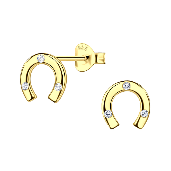 Silver Horseshoe Stud Earrings - 22935