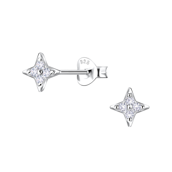 Silver Star Stud Earrings - 22910