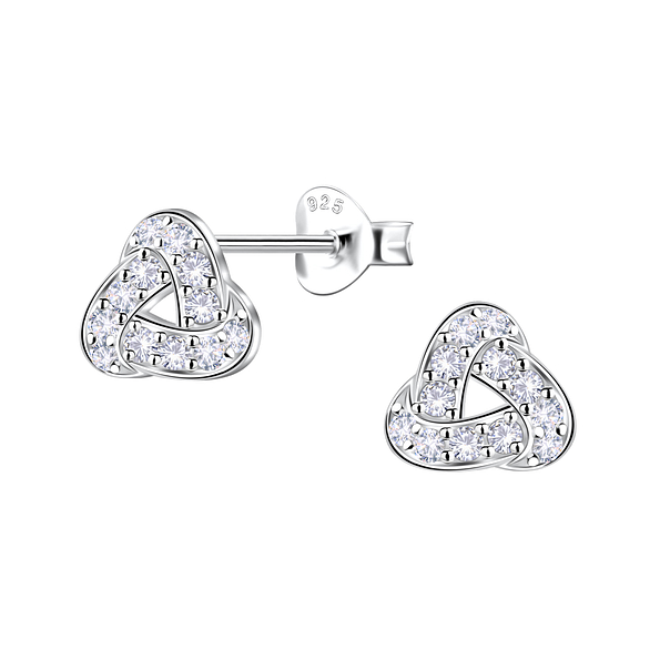 Silver Geometric Stud Earrings - 22915