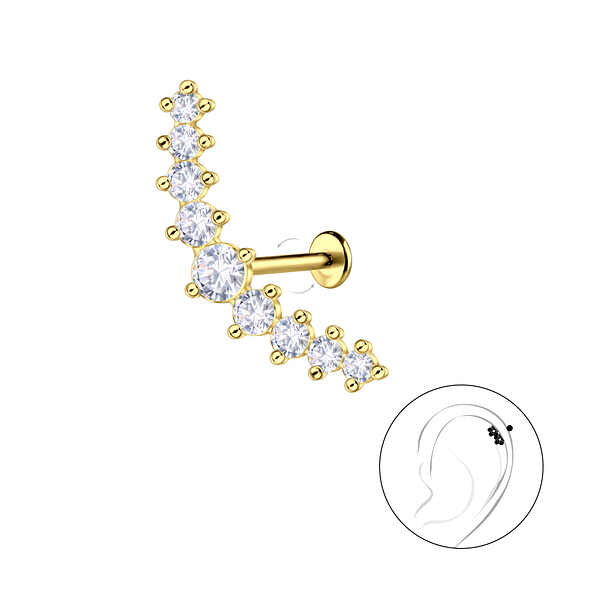 Silver Geometric with Titanium Labret - 22991