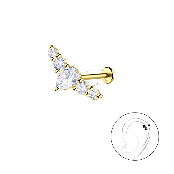 Silver Geometric with Titanium Labret - 22996