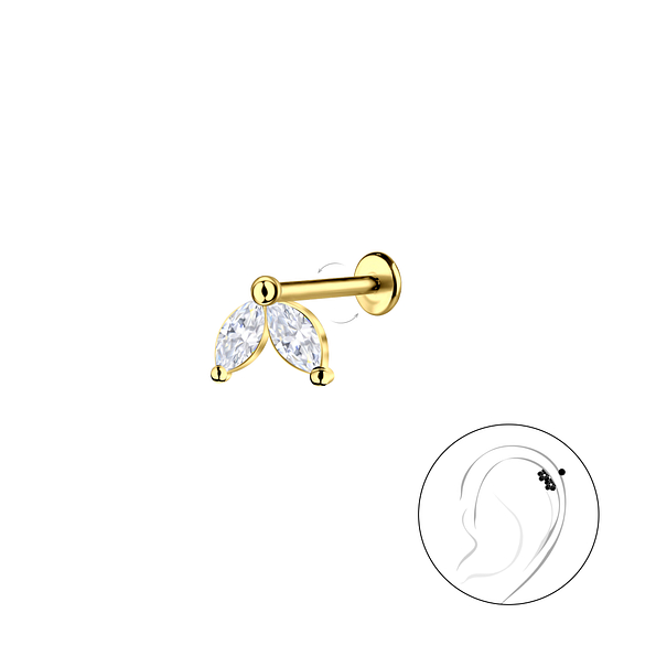 Silver Geometric with Titanium Labret - 23004