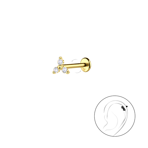 Silver Geometric with Titanium Labret - 23008