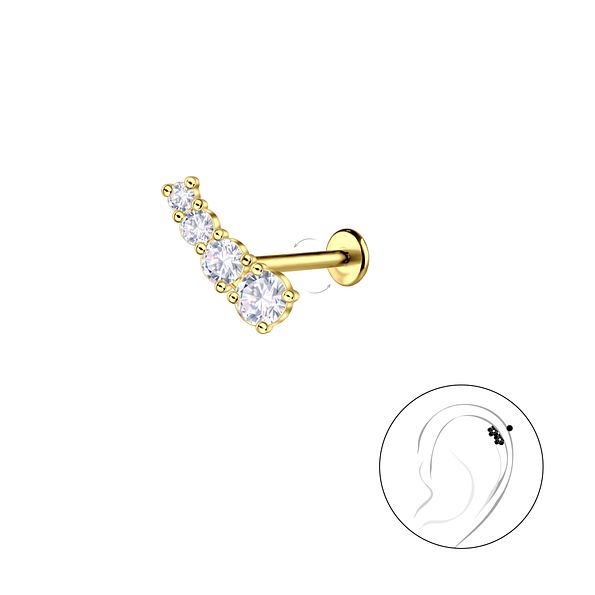 Silver Geometric with Titanium Labret - 23026