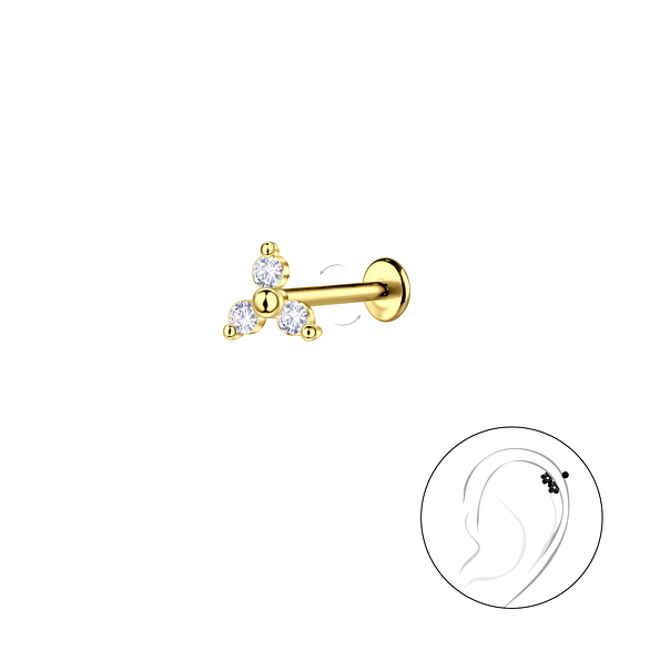 Silver Geometric with Titanium Labret - 23041