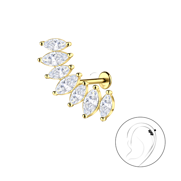 Silver Geometric with Titanium Labret - 23045