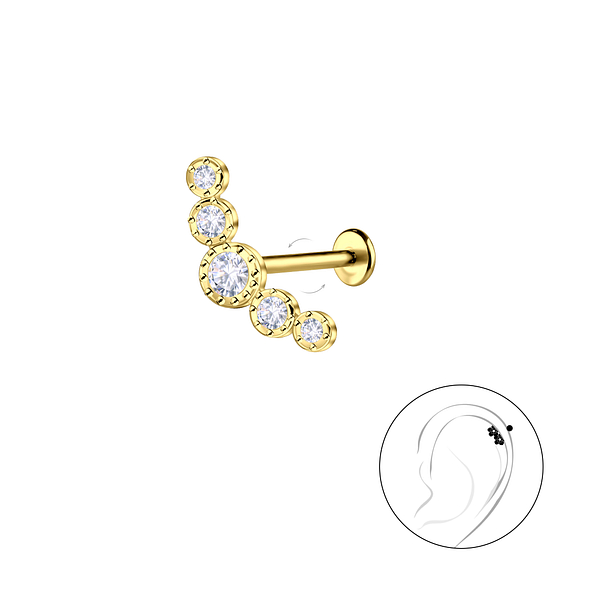 Silver Geometric with Titanium Labret - 23055