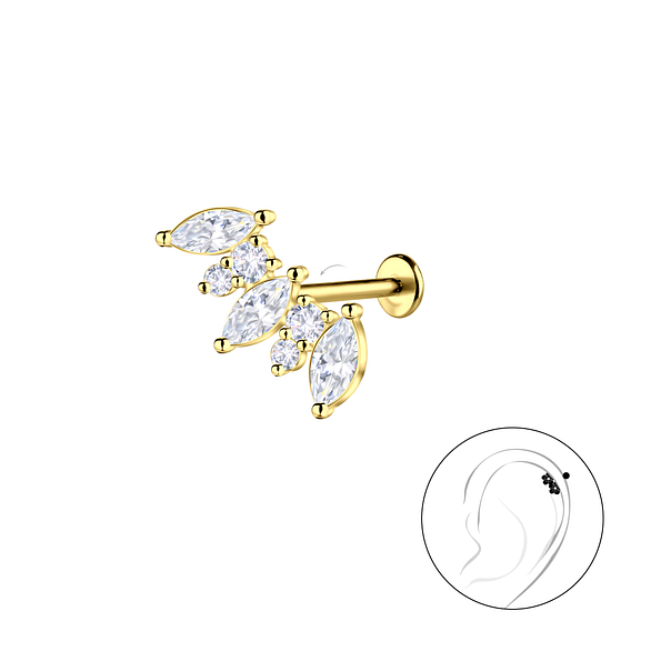 Silver Geometric with Titanium Labret - 23079