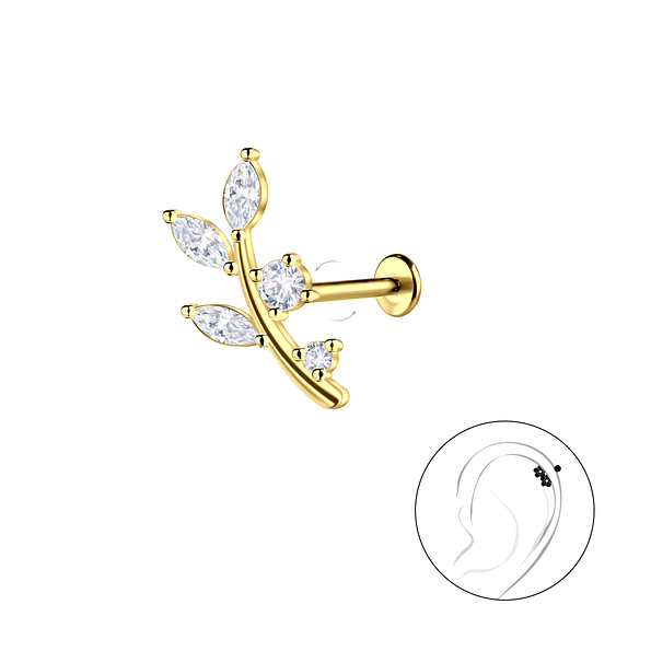 Silver Leaf with Titanium Labret - 23093