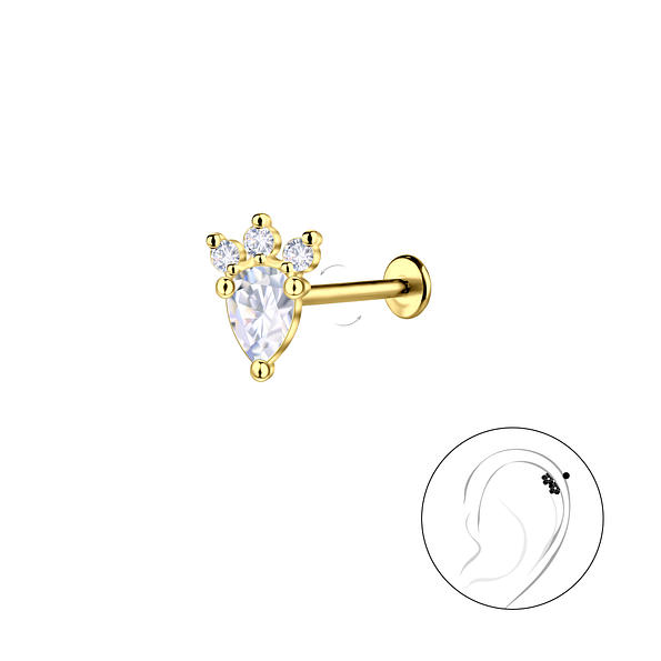 Silver Geometric with Titanium Labret - 23098