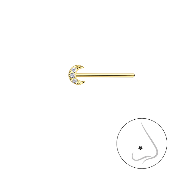 Silver Moon Nose Stud - 23010