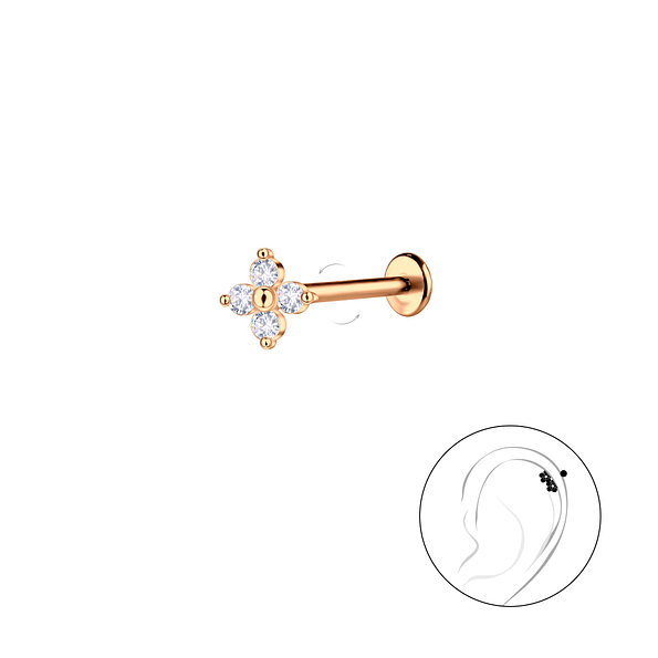 Silver Flower with Titanium Labret - 23013