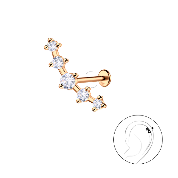 Silver Geometric with Titanium Labret - 23022