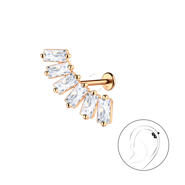 Silver Geometric with Titanium Labret - 23051