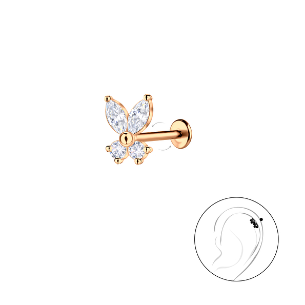 Silver Butterfly with Titanium Labret - 23066