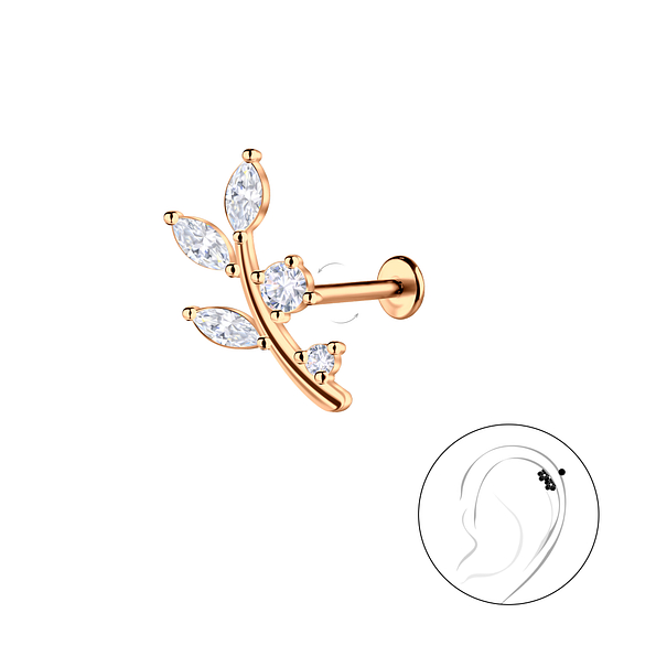 Silver Leaf with Titanium Labret - 23094