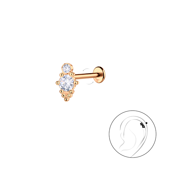 Silver Two Stones with Titanium Labret - 23104