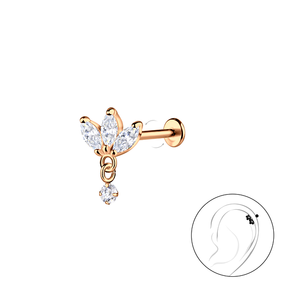 Silver Flower with Titanium Labret - 23108