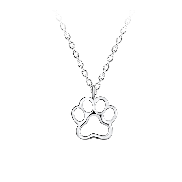 Silver Paw Print Necklace - 23215