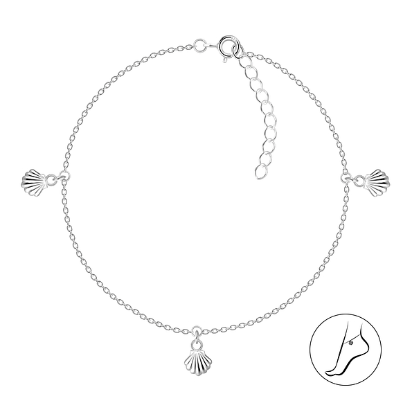25cm Silver Shell Anklet - 23153