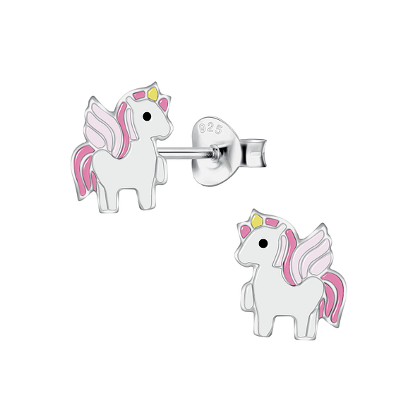 Silver Unicorn Stud Earrings - 23205