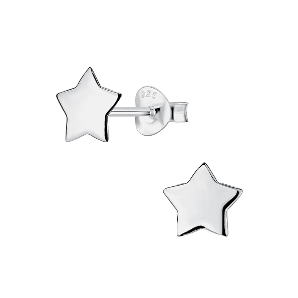 Silver Star Stud Earrings - 23203
