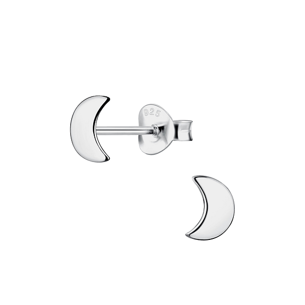Silver Moon Stud Earrings - 23206