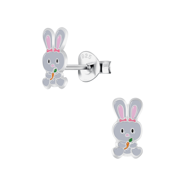 Silver Rabbit Stud Earrings - 23207