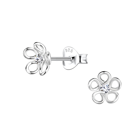 Silver Flower Stud Earrings - 23194