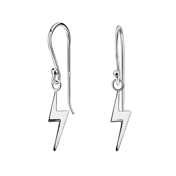 Silver Lightning Bolt Earrings - 23244