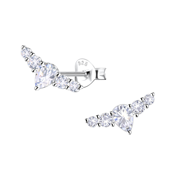 Silver Geometric Stud Earrings - 23175