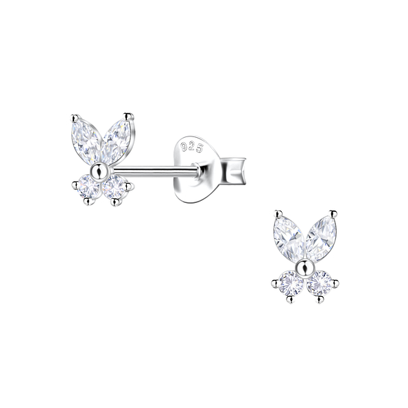 Silver Butterfly Stud Earrings - 23179