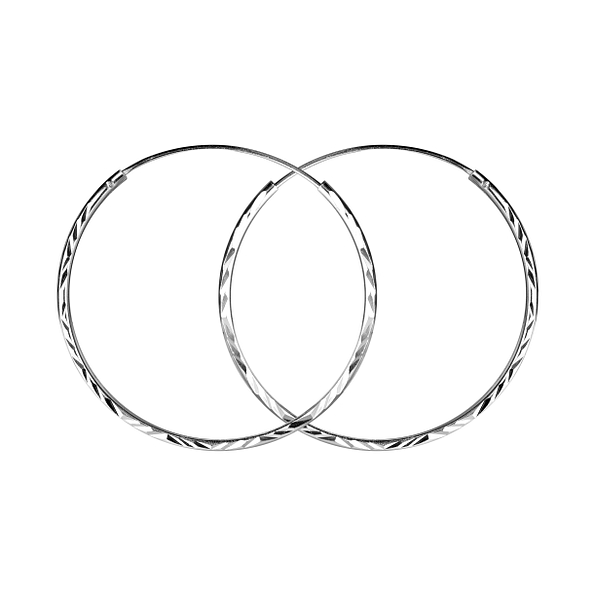 30mm Silver Diamond Cut Hoop Earrings - 23253