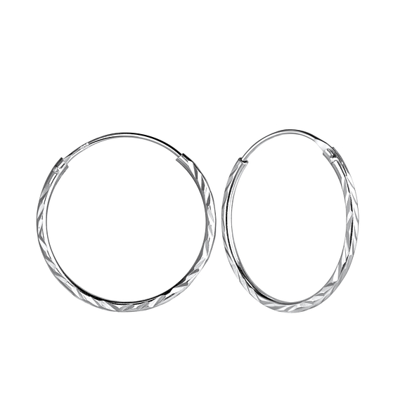 20mm Silver Diamond Cut Hoop Earrings - 23225
