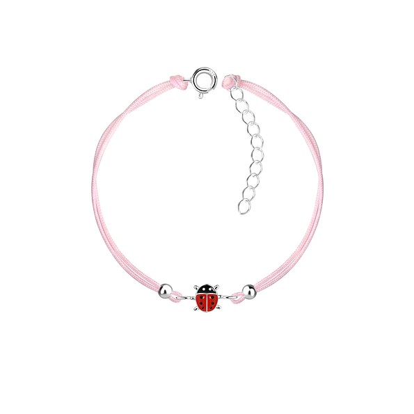 Silver Ladybug Cord Bracelet - 23165