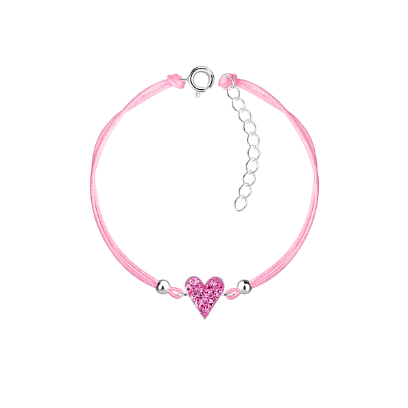 Silver Heart Crystal Cord Bracelet - 23240
