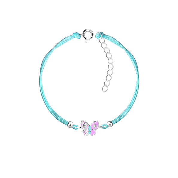 Silver Butterfly Cord Bracelet - 23227