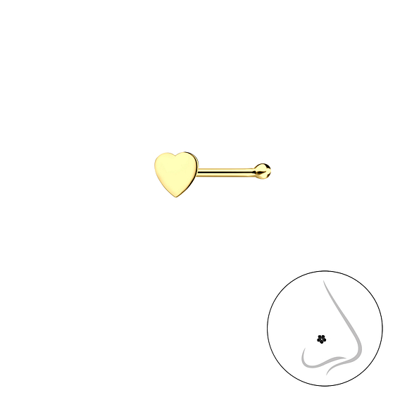 Silver Heart Nose Stud With Ball - 23219