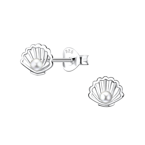Silver Shell Stud Earrings - 23263