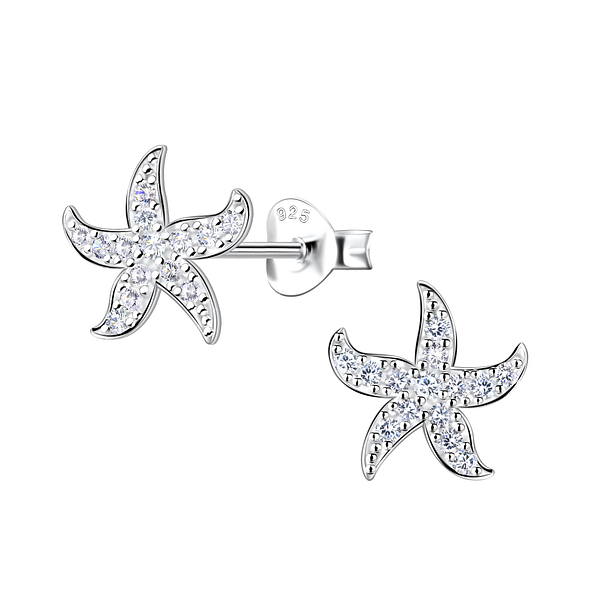 Silver Starfish Stud Earrings - 23264