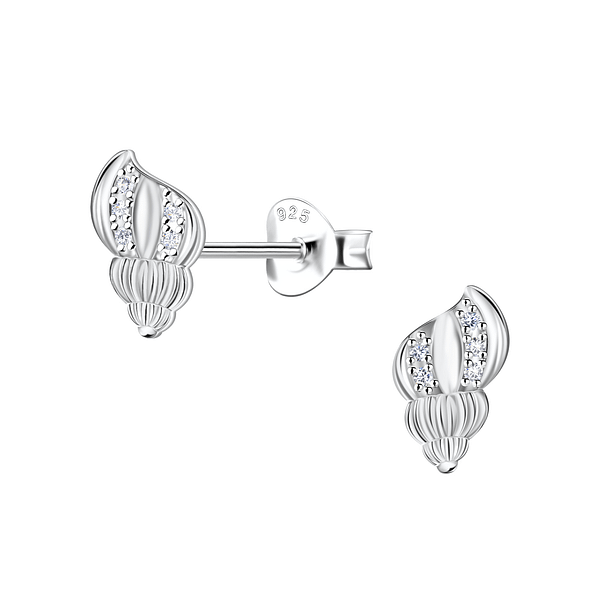 Silver Shell Stud Earrings - 23281