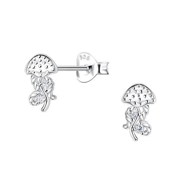 Silver Jellyfish Stud Earrings  - 23284