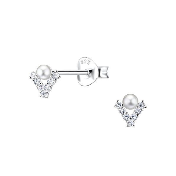 Silver Geometric Stud Earrings - 23294