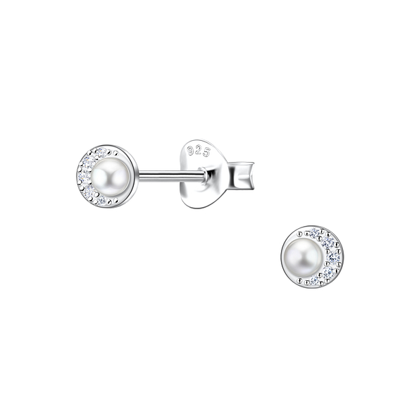 Silver Round Stud Earrings  - 23295